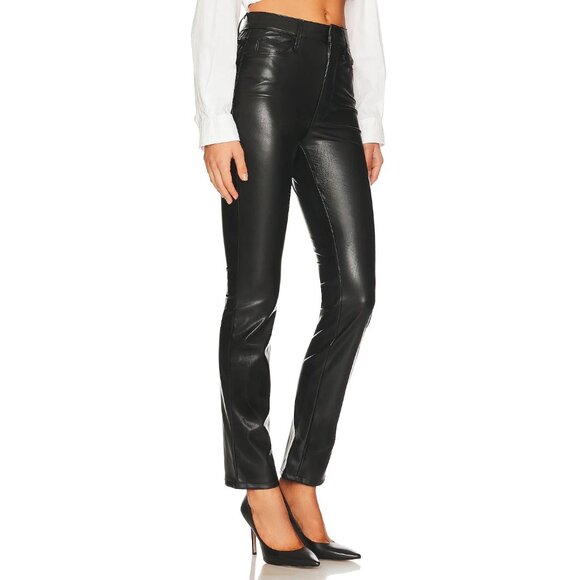 MOTHER Pants - NWT Mother Dazzler Skimp in Wax On Wax Off Black Faux Leather Stretch Pants 30